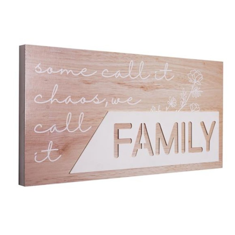 Family Brown Wood Farmhouse Boxtop Plaque Wall Art Decor - 12" x 24"